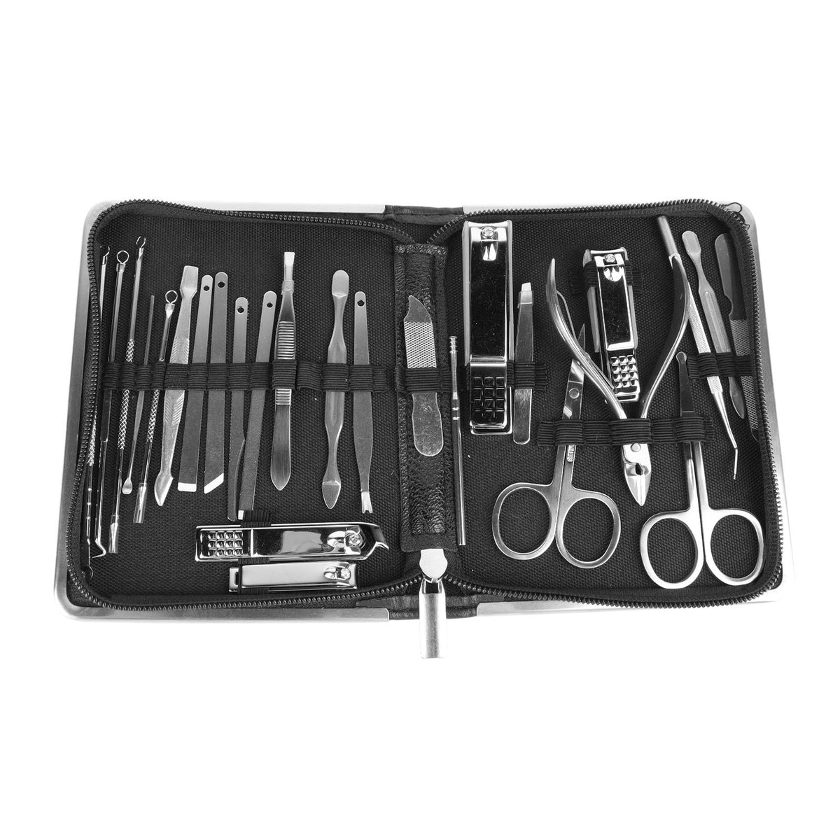 26PCS Manicure Set Black Nail Clippers Set Carbon Steel Manicure Tools Kit for Home Salon