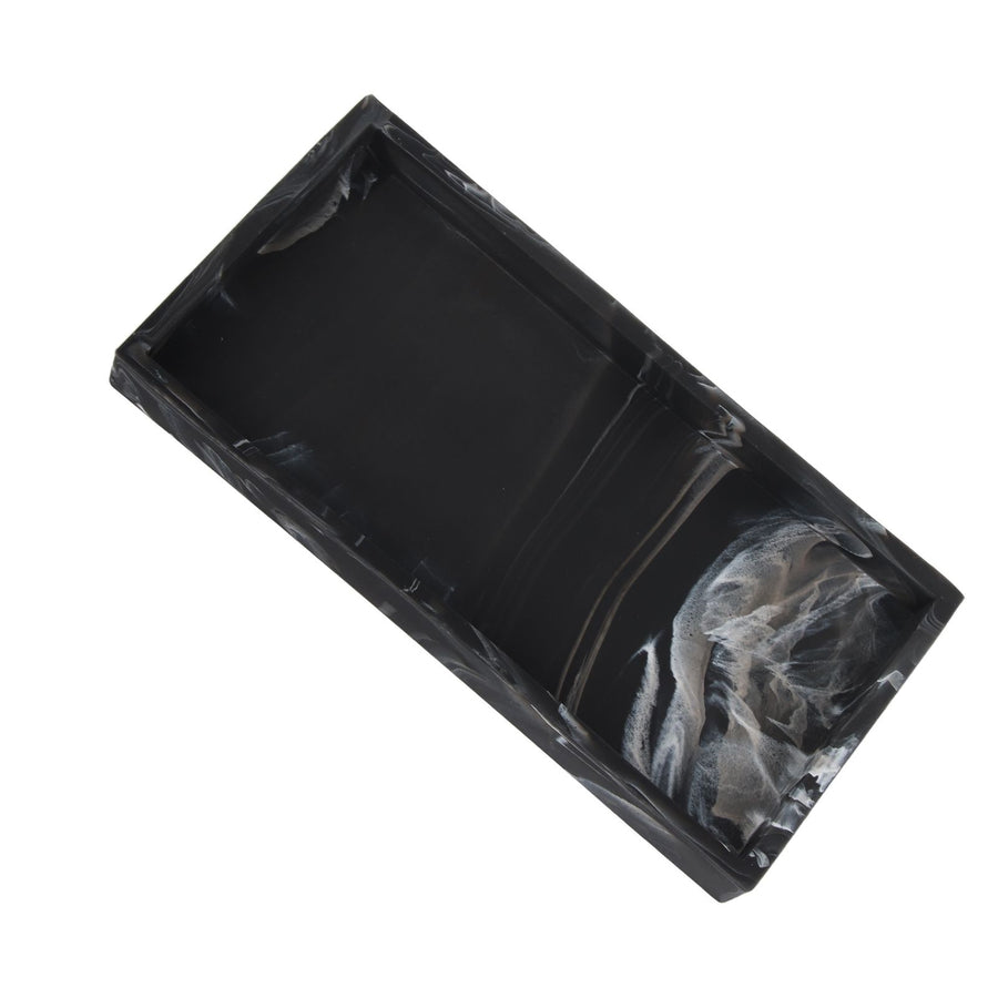 Silicone Storage Tray Shatterproof Key Finger Ring Countertop Sink Vanity Soap Dispenser Tray for Bathroom Marbling Black