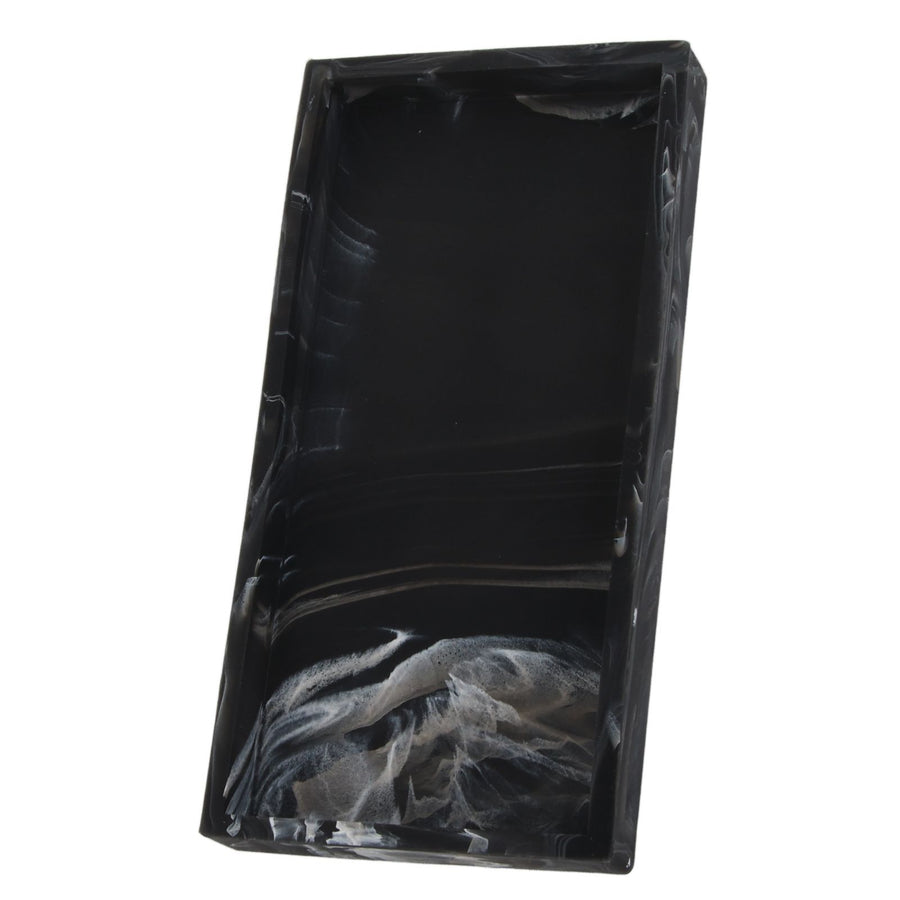 Silicone Storage Tray Shatterproof Key Finger Ring Countertop Sink Vanity Soap Dispenser Tray for Bathroom Marbling Black