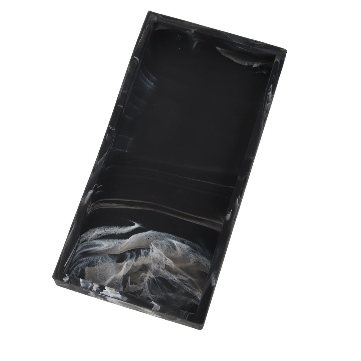 Silicone Storage Tray Shatterproof Key Finger Ring Countertop Sink Vanity Soap Dispenser Tray for Bathroom Marbling Black