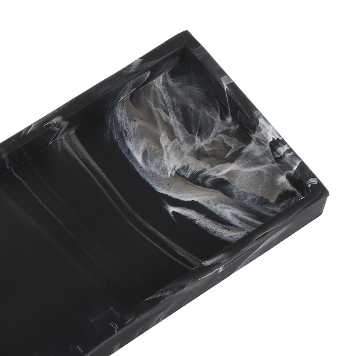 Silicone Storage Tray Shatterproof Key Finger Ring Countertop Sink Vanity Soap Dispenser Tray for Bathroom Marbling Black