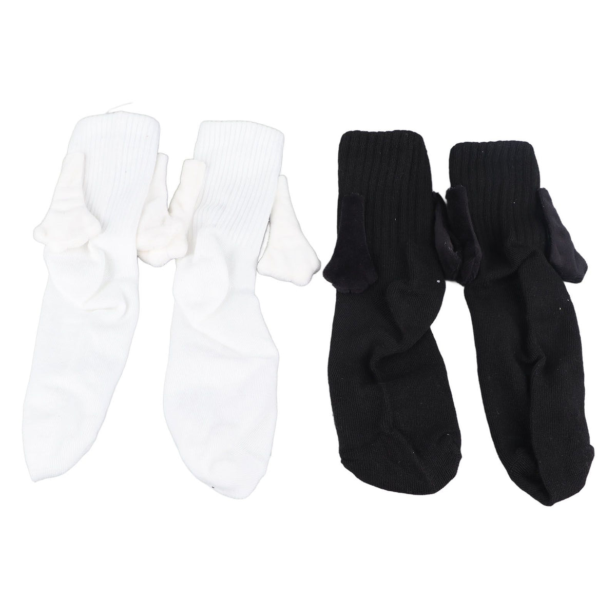 2 Pair Funny Magnetic Suction 3D Doll Couple Socks Funny Holding Hands Socks for Couple Black and White