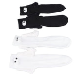 2 Pair Funny Magnetic Suction 3D Doll Couple Socks Funny Holding Hands Socks for Couple Black and White - Low Angle