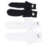 2 Pair Funny Magnetic Suction 3D Doll Couple Socks Funny Holding Hands Socks for Couple Black and White