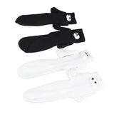 2 Pair Funny Magnetic Suction 3D Doll Couple Socks Funny Holding Hands Socks for Couple Black and White - Extra Image