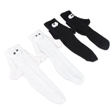 2 Pair Funny Magnetic Suction 3D Doll Couple Socks Funny Holding Hands Socks for Couple Black and White - Extra Image