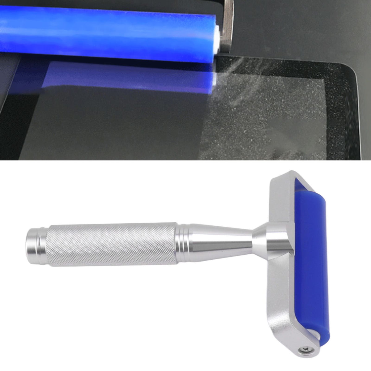 Blue Silicone Manual Roller Static Cleaner Tool Sticky Roller for Screen Film Hair Dust Remover Low Viscosity 6in