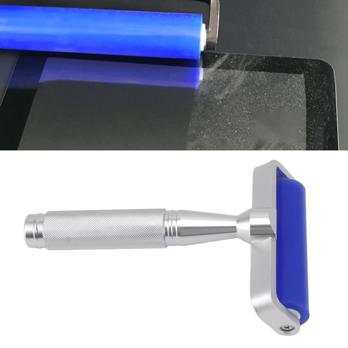 Blue Silicone Manual Roller Static Cleaner Tool Sticky Roller for Screen Film Hair Dust Remover Low Viscosity 8in