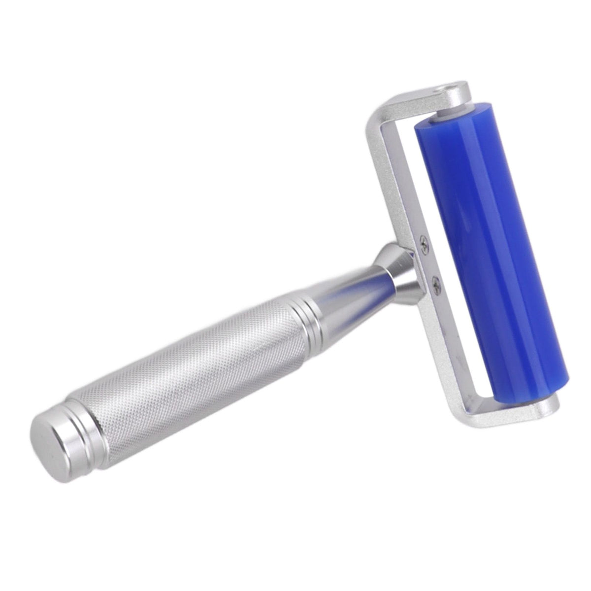 Silicone Manual Roller Cleaner Tool Laminated Static Lint Remover with Metal Handle Blue 6in