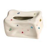 Ceramic Tissue Box Case Holder Decorative Elegant Facial Tissue Napkin Dispenser Box for Dinner Room Beige