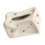 Ceramic Tissue Box Case Holder Decorative Elegant Facial Tissue Napkin Dispenser Box for Dinner Room Beige - Extra Image
