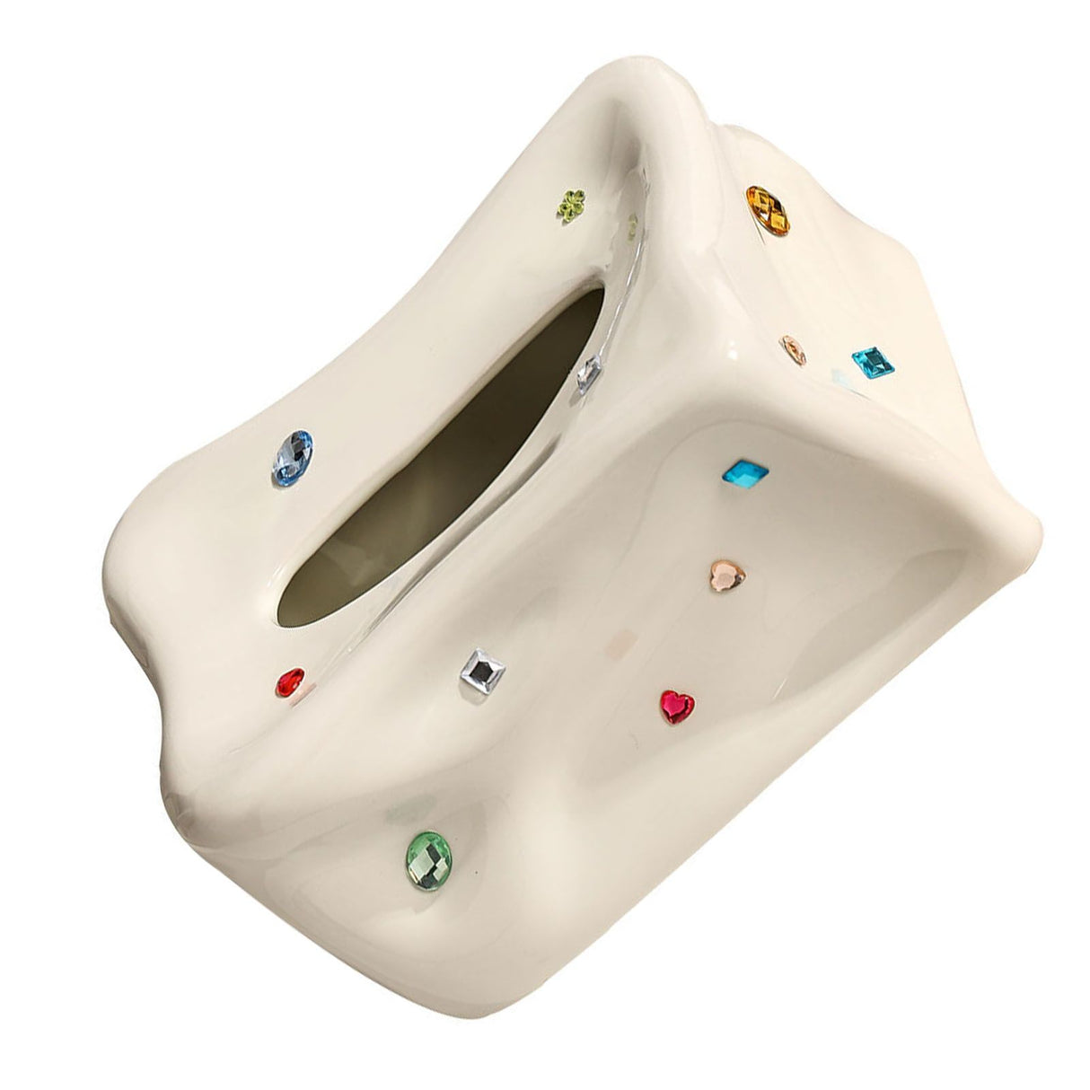 Ceramic Tissue Box Case Holder Decorative Elegant Facial Tissue Napkin Dispenser Box for Dinner Room Beige
