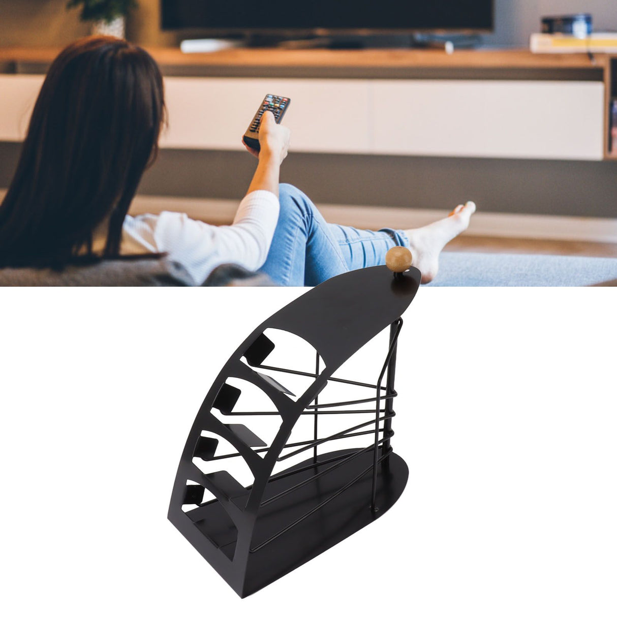 Remote Control Storage Rack Iron Holder Hollow 4 Compartment Remote Control Organizer Box for Desk Office