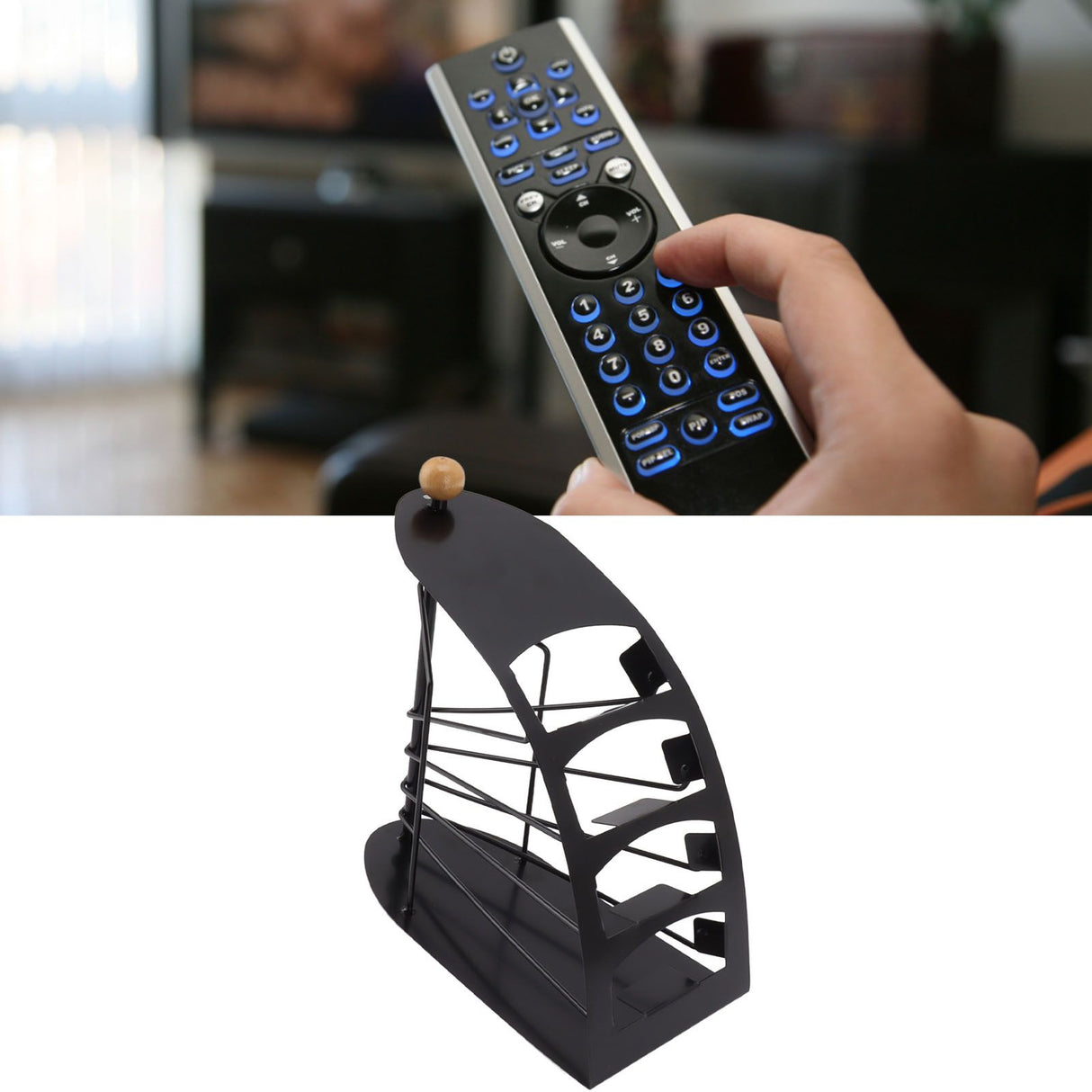 Remote Control Storage Rack Iron Holder Hollow 4 Compartment Remote Control Organizer Box for Desk Office