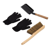 Fireplace Ash Shovel Brush Set Coal Hearth Clean Tools for Home with Black Silicone Gloves