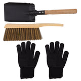 Fireplace Ash Shovel Brush Set Coal Hearth Clean Tools for Home with Black Silicone Gloves