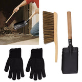 Fireplace Ash Shovel Brush Set Coal Hearth Clean Tools for Home with Black Silicone Gloves - Extra Image