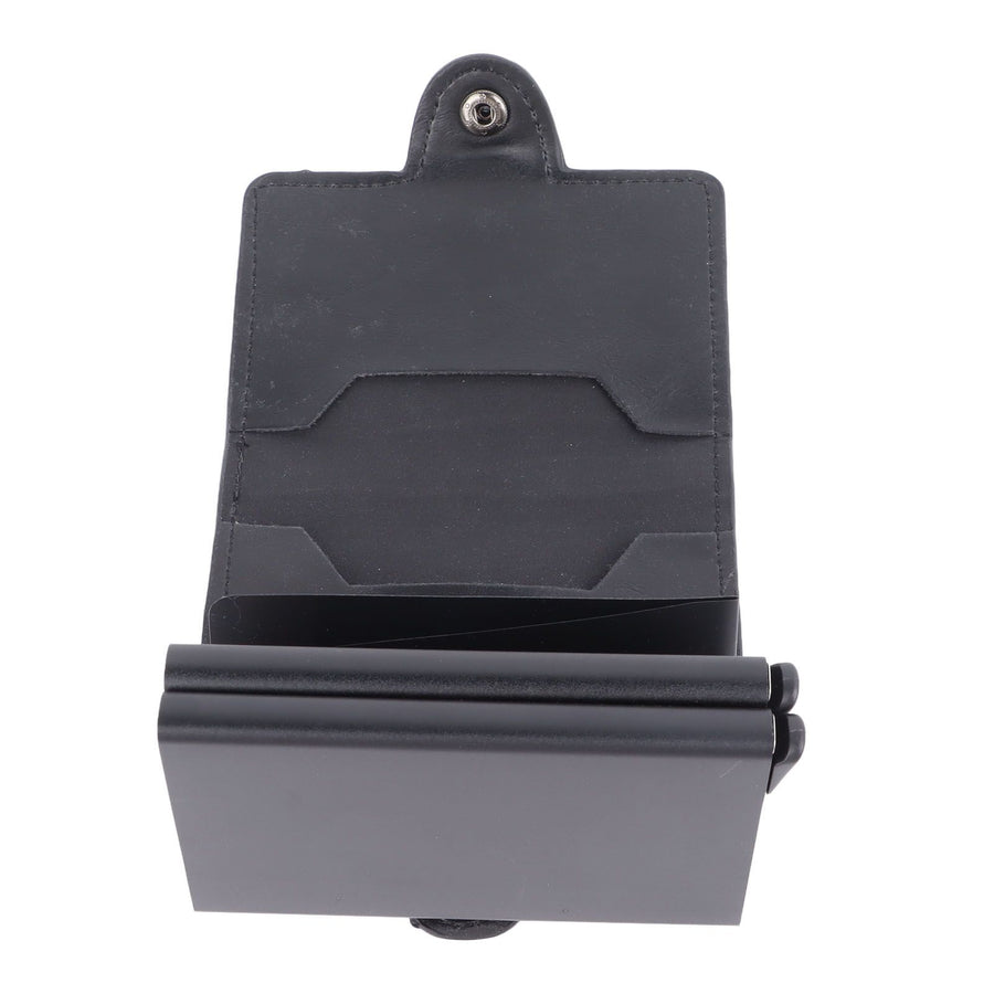 Card Holder Black Card Case RFID Blocking Aluminium Alloy PU Anti Degaussing Large Capacity Withstand Wear Card Wallet