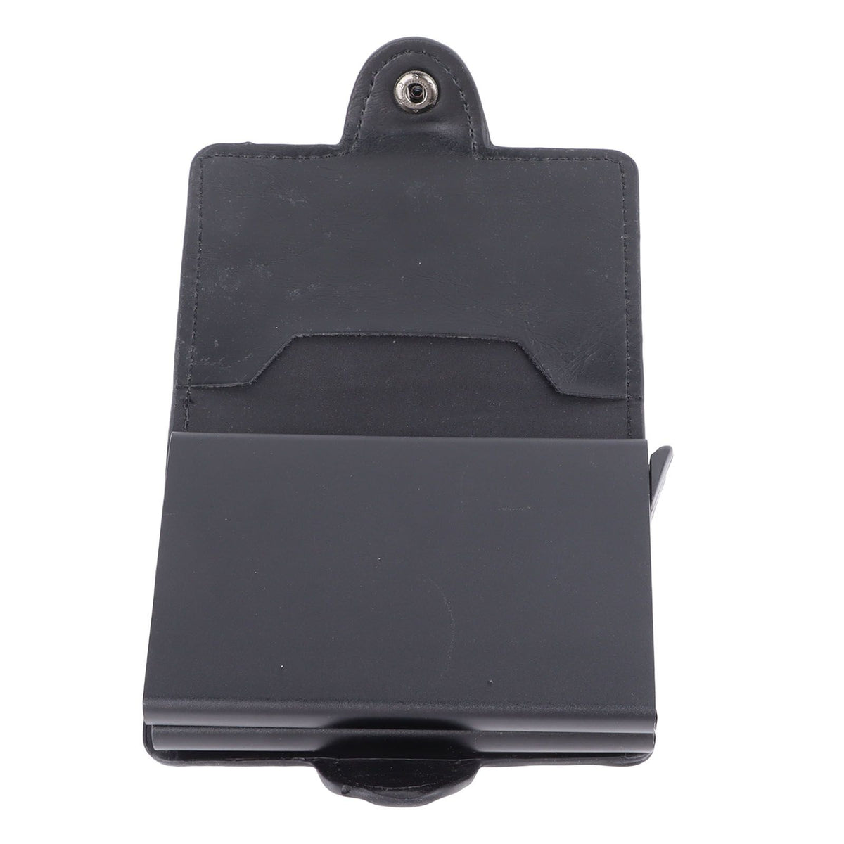 Card Holder Black Card Case RFID Blocking Aluminium Alloy PU Anti Degaussing Large Capacity Withstand Wear Card Wallet