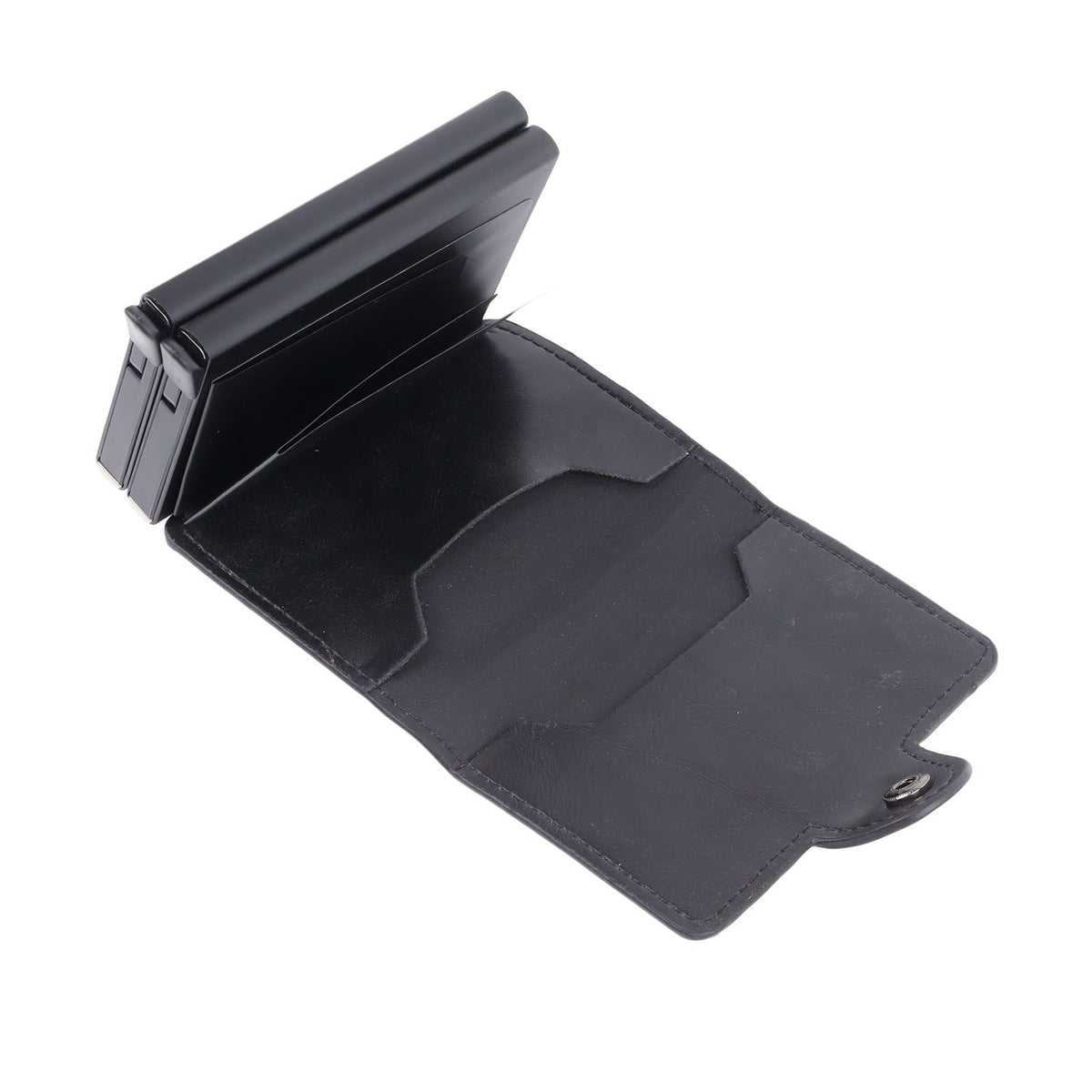 Card Holder Black Card Case RFID Blocking Aluminium Alloy PU Anti Degaussing Large Capacity Withstand Wear Card Wallet