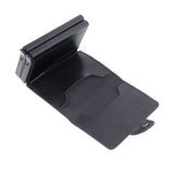 Card Holder Black Card Case RFID Blocking Aluminium Alloy PU Anti Degaussing Large Capacity Withstand Wear Card Wallet - 45-Degree Angle
