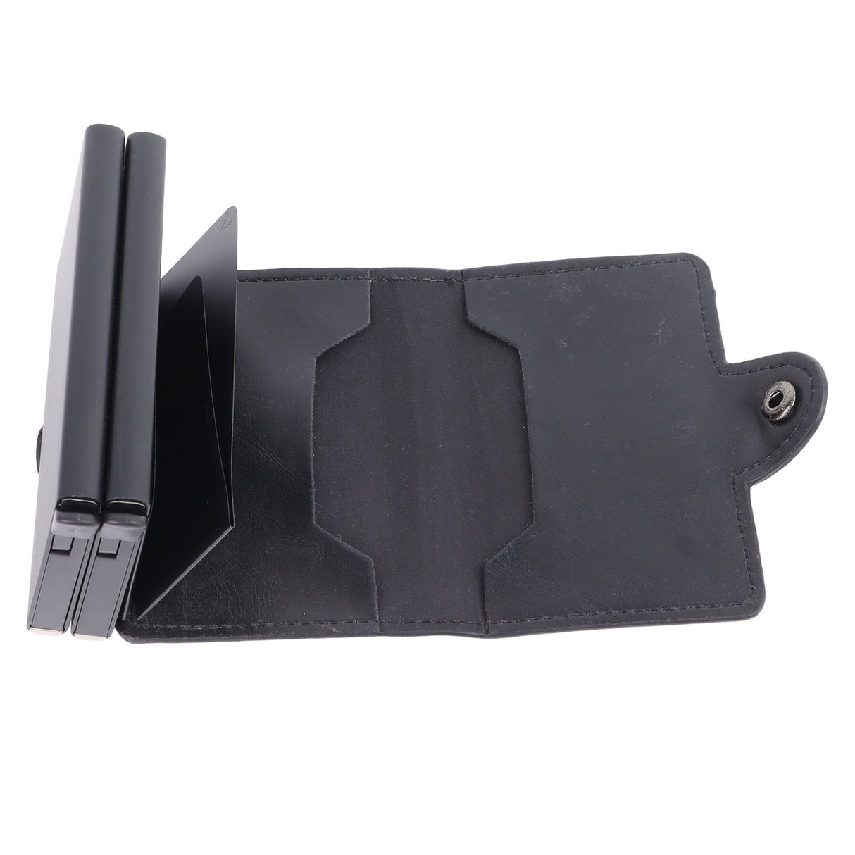 Card Holder Black Card Case RFID Blocking Aluminium Alloy PU Anti Degaussing Large Capacity Withstand Wear Card Wallet