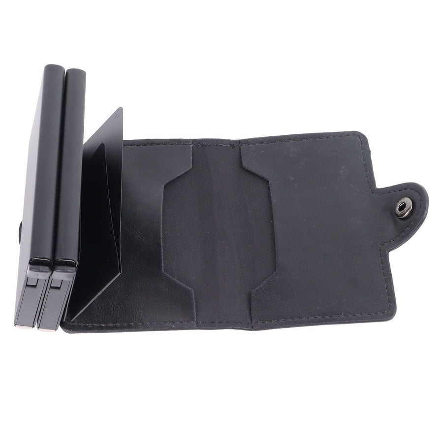 Card Holder Black Card Case RFID Blocking Aluminium Alloy PU Anti Degaussing Large Capacity Withstand Wear Card Wallet