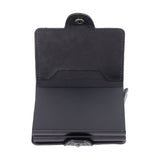 Card Holder Black Card Case RFID Blocking Aluminium Alloy PU Anti Degaussing Large Capacity Withstand Wear Card Wallet