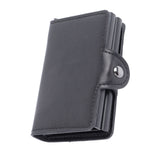 Card Holder Black Card Case RFID Blocking Aluminium Alloy PU Anti Degaussing Large Capacity Withstand Wear Card Wallet