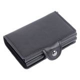Card Holder Black Card Case RFID Blocking Aluminium Alloy PU Anti Degaussing Large Capacity Withstand Wear Card Wallet
