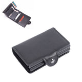 Card Holder Black Card Case RFID Blocking Aluminium Alloy PU Anti Degaussing Large Capacity Withstand Wear Card Wallet