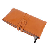Women Wallet RFID Blocking Large Capacity Zipper Closure PU Leather Retro Style Lady Wallet - Front View