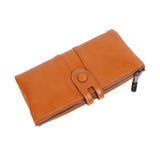 Women Wallet RFID Blocking Large Capacity Zipper Closure PU Leather Retro Style Lady Wallet - Side View