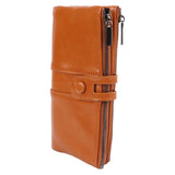 Women Wallet RFID Blocking Large Capacity Zipper Closure PU Leather Retro Style Lady Wallet - Close-Up Angle