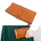 Women Wallet RFID Blocking Large Capacity Zipper Closure PU Leather Retro Style Lady Wallet - Extra Image