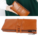 Women Wallet RFID Blocking Large Capacity Zipper Closure PU Leather Retro Style Lady Wallet