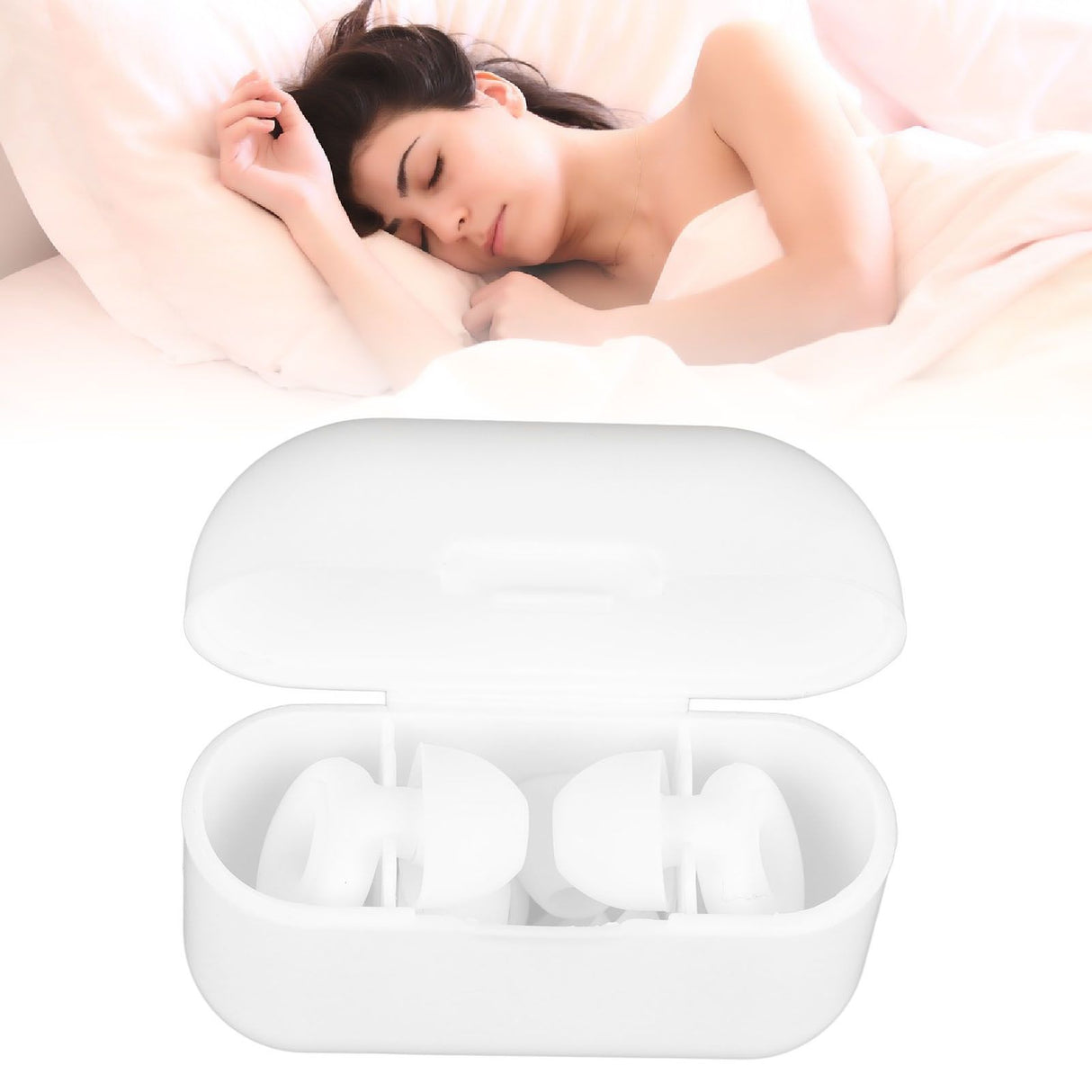 3 Pairs Noise Cancelling Silicone Ear Plugs Reusable Noise Reduction Waterproof Earplugs for Sleeping Swimming Ring Shape White