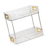 Desktop Organizer 2 Tier Ample Space Modern Storage Rack Shelves for Office Bedroom Home Decoration Transparent - Side View