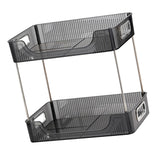 Desktop Organizer 2 Tier Ample Space Modern Storage Rack Shelves for Office Bedroom Home Decoration Grey - Top-Down View