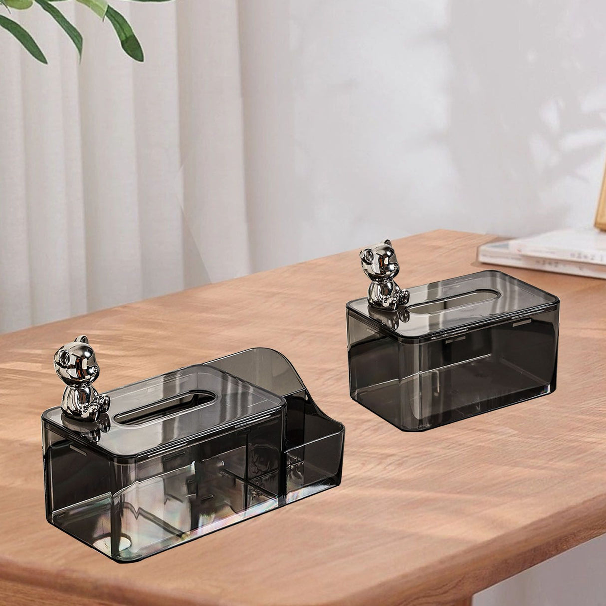 Tissue Storage Box Beautiful Easy To Access Grey Plastic Tissue Box Holder for Room Decoration Medium