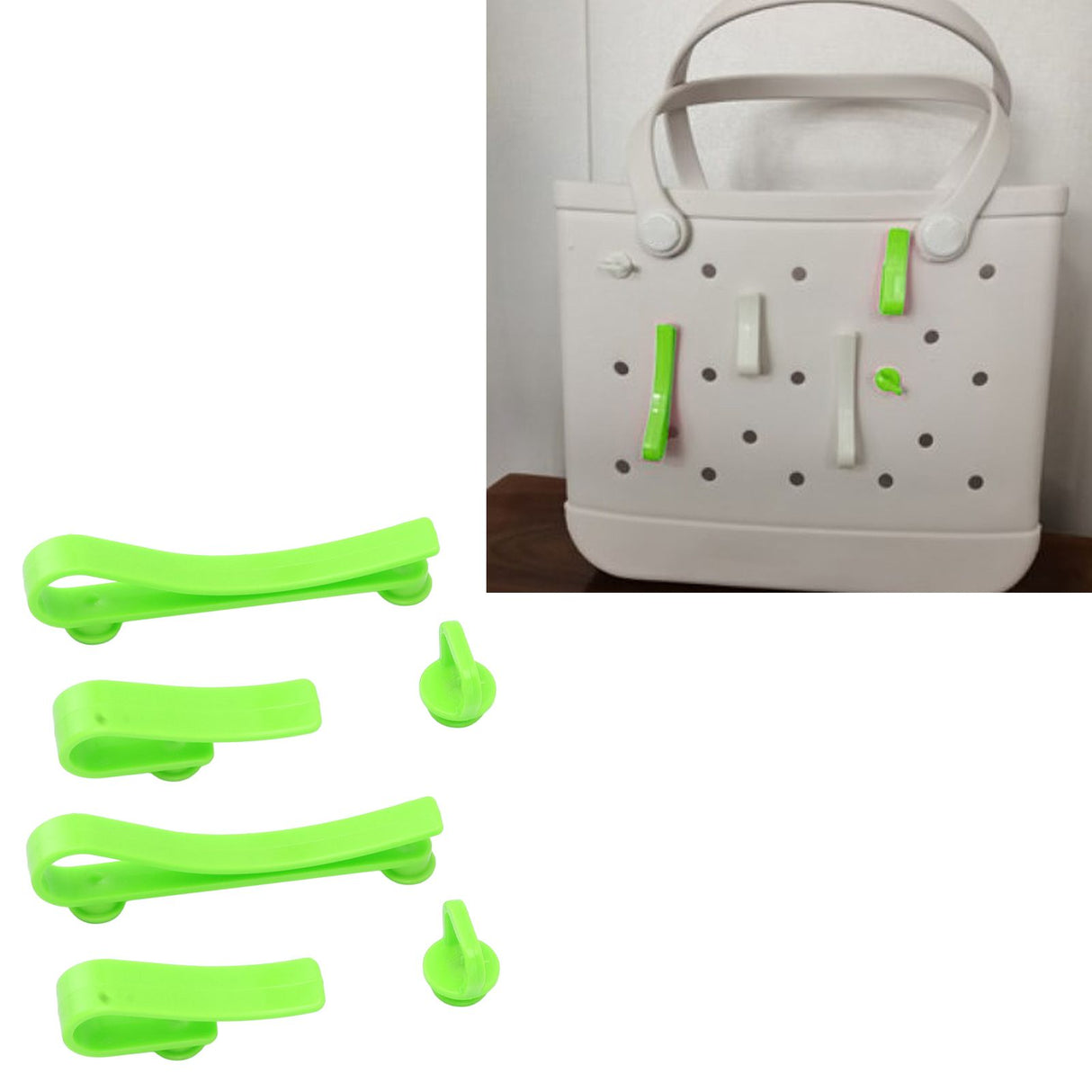 Plastic Beach Bag Hooks Accessories for Bogg Bags Insert Charm Cutie Cup Holder Connector Key Holder Green