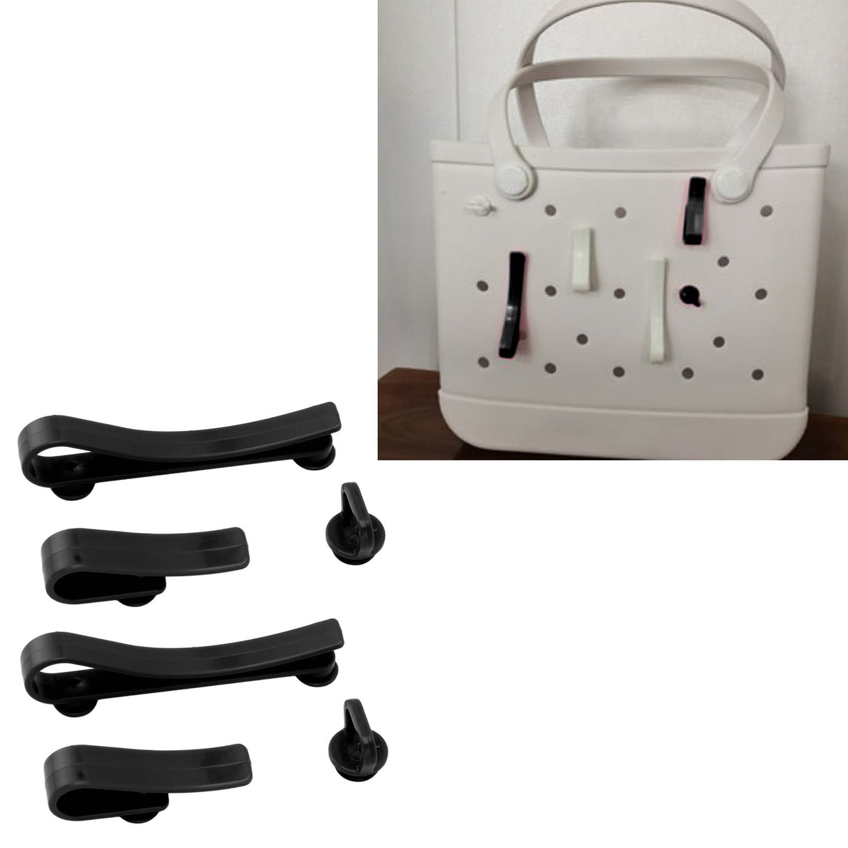 Plastic Beach Bag Hooks Accessories for Bogg Bags Insert Charm Cutie Cup Holder Connector Key Holder Black