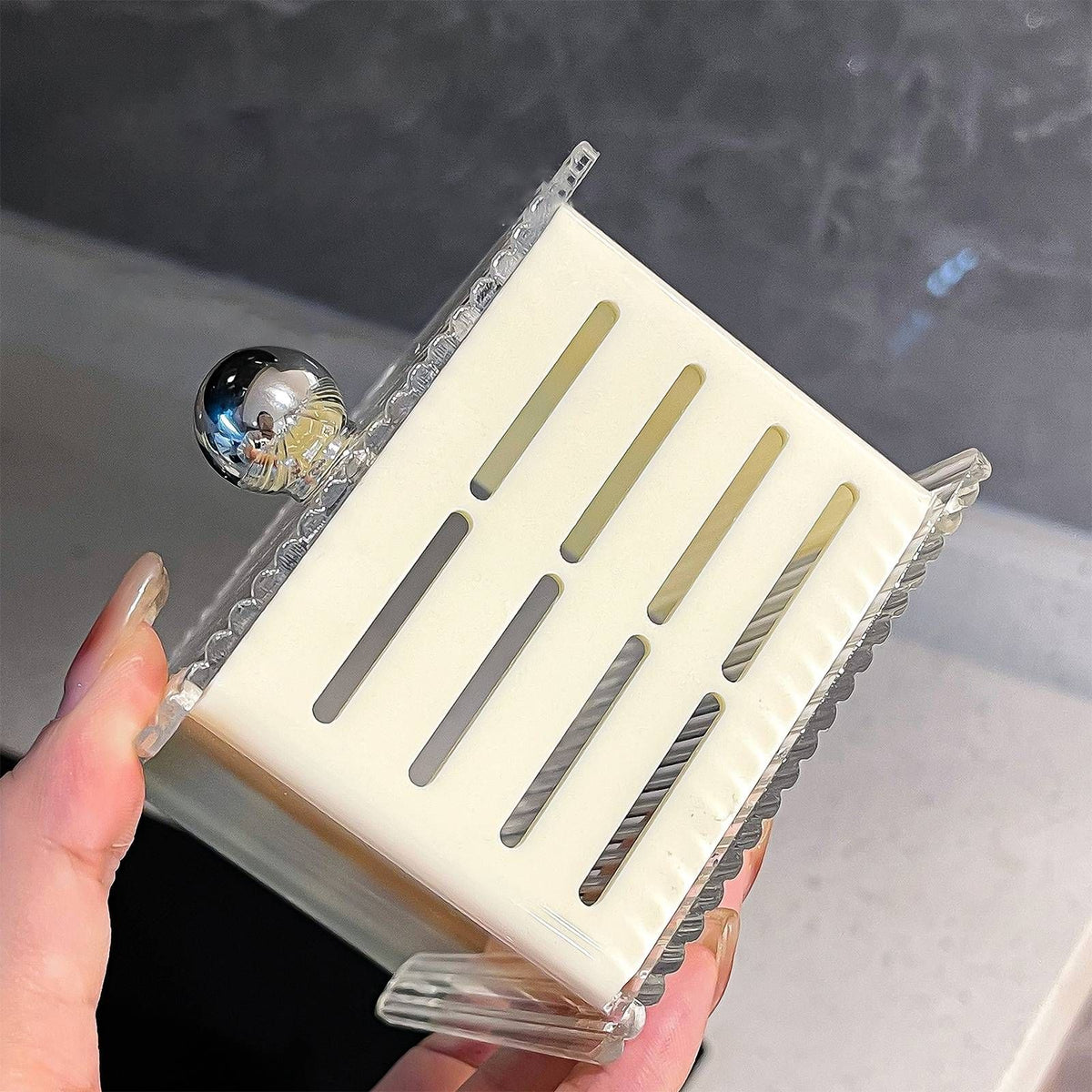 Wall Mounted Storage Organizer Box Non Drilling Plastic Wall Mount Storage Box for Toothpaste Toothbrush Cosmetic Brush Combs Milky White