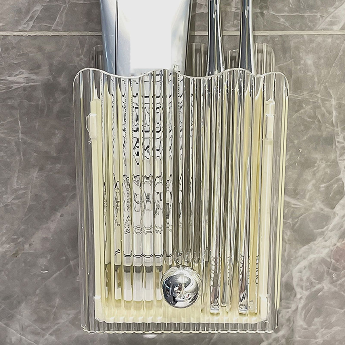 Wall Mounted Storage Organizer Box Non Drilling Plastic Wall Mount Storage Box for Toothpaste Toothbrush Cosmetic Brush Combs Milky White