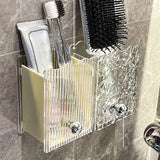 Wall Mounted Storage Organizer Box Non Drilling Plastic Wall Mount Storage Box for Toothpaste Toothbrush Cosmetic Brush Combs Milky White - Extra Image