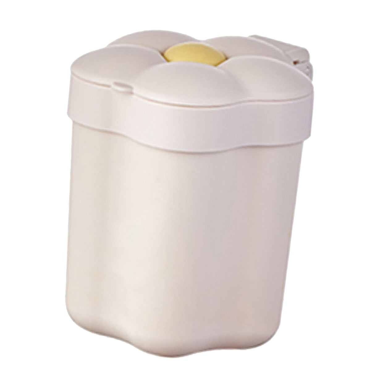 Desktop Trash Bin with Lid Flower Shape Small Garbage Can Large Opening Storage Paper Basket White