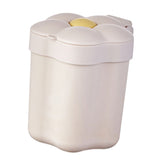 Desktop Trash Bin with Lid Flower Shape Small Garbage Can Large Opening Storage Paper Basket White - Front View