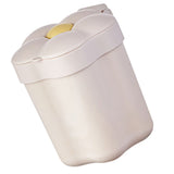 Desktop Trash Bin with Lid Flower Shape Small Garbage Can Large Opening Storage Paper Basket White