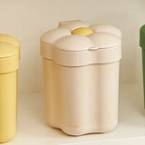 Desktop Trash Bin with Lid Flower Shape Small Garbage Can Large Opening Storage Paper Basket White - 45-Degree Angle
