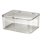 Desk Storage Box Plastic Large Capacity Dustproof Multi Functional Phone Case Storage Holder with Lid Light Gray - Front View